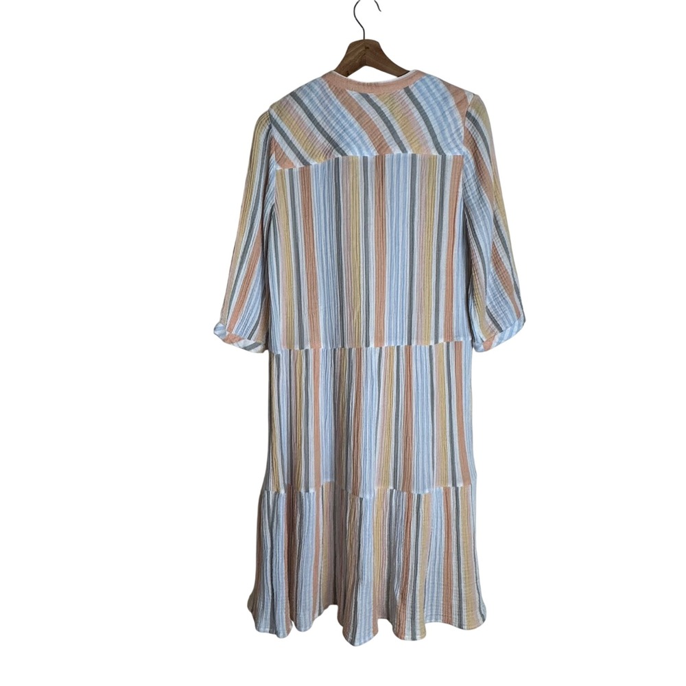 Soft Surroundings Women's Laguna Striped Gauze Tiered Midi Dress Medium - Picture 6 of 8